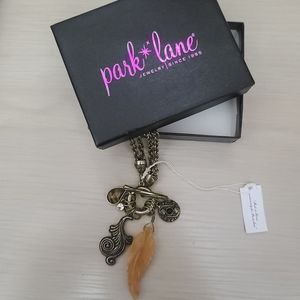 Park Lane Feather Genuine Tiger Eye & Yellow Aventurine Toggle Necklace NWT